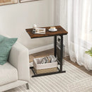 C-shape Sofa Side Table with Storage Basket-Rustic Brown by LJGDeals
