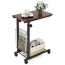 C-shape Sofa Side Table with Storage Basket-Rustic Brown by LJGDeals