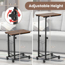 C-shape Sofa Side Table with Storage Basket-Rustic Brown by LJGDeals