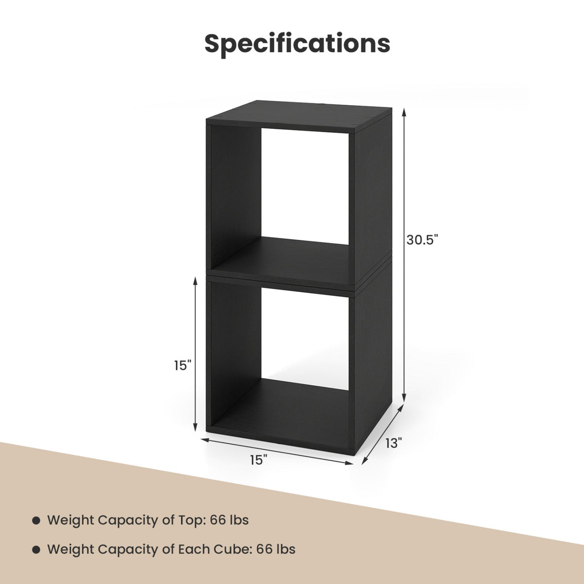 Cube Storage Organizer Set of 2 - Black Modular Bookcase, photo 3 of 8
