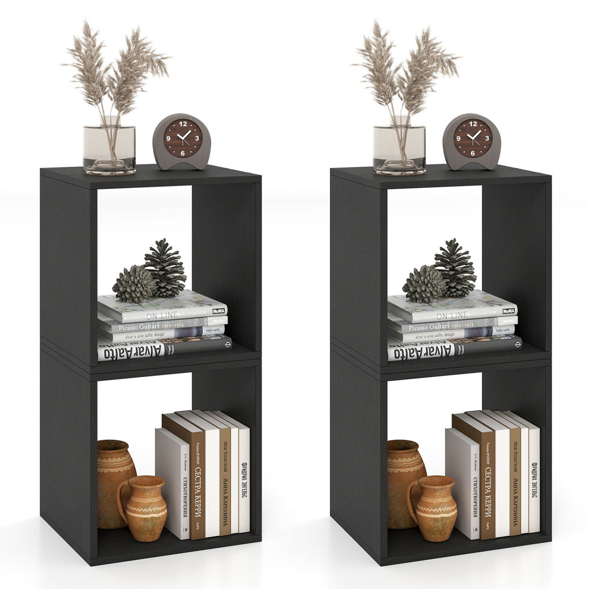 Cube Storage Organizer Set of 2 - Black Modular Bookcase, photo 4 of 8