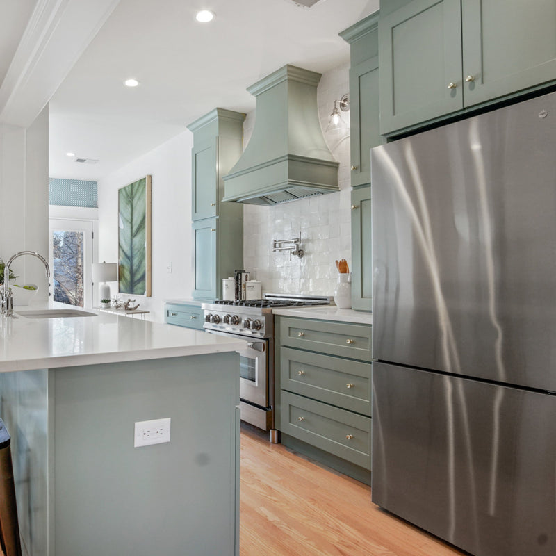 Unfinished Wood Range Hood With Curved Front and Decorative Trim - 30" 36" 42" 48" 54" and 60" Widths Available