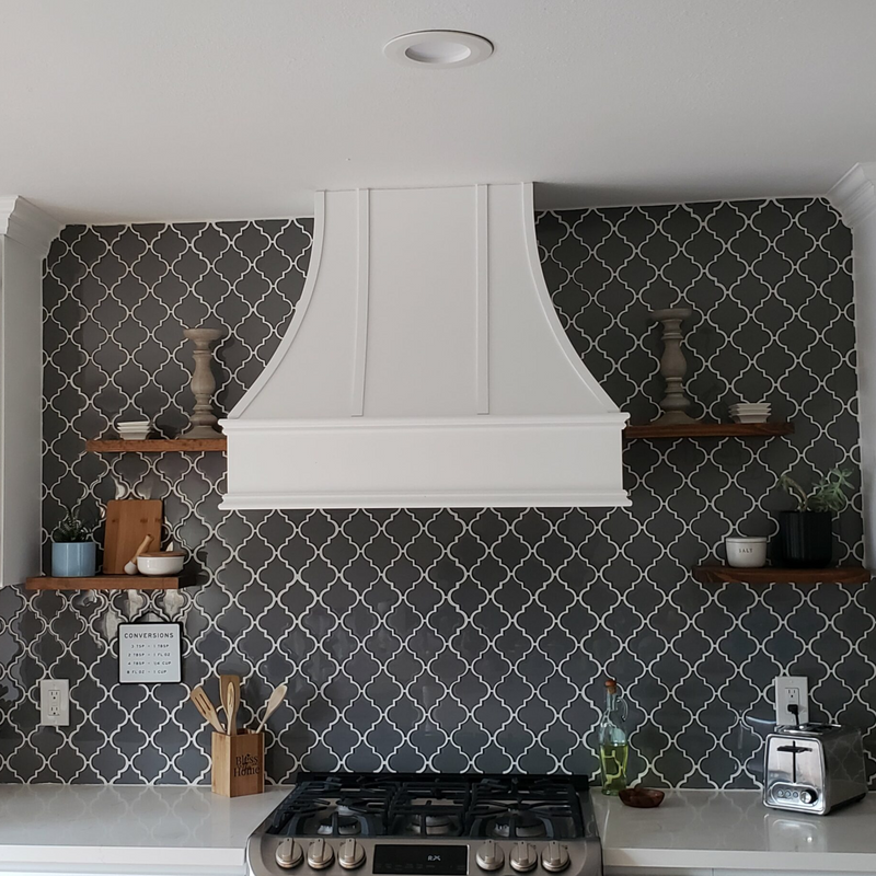 Unfinished Range Hood With Curved Strapped Front and Decorative Trim - 30", 36", 42", 48", 54" and 60" Widths Available