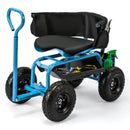 Cushioned Rolling Garden Cart Scooter with Storage Basket and Tool Pouch by LJGDeals