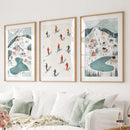 Festive Holiday Home Decor Christmas Village Set by Wall Art Set