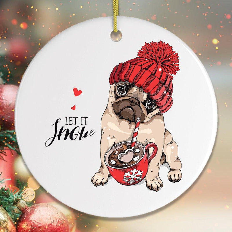 Cute Christmas Pug Ornament