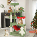 Cute Christmas Cat Tree with Sisal Scratching Posts and Gift Box Shaped Condo-Green by LJGDeals