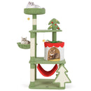 Cute Christmas Cat Tree with Sisal Scratching Posts and Gift Box Shaped Condo-Green by LJGDeals