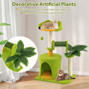 Cute Palm Cat Tree for Indoor Cats with Artificial Leaves-Green by LJGDeals