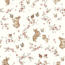 Woodland Bunny Wallpaper – Cream Floral Nursery Wall Mural