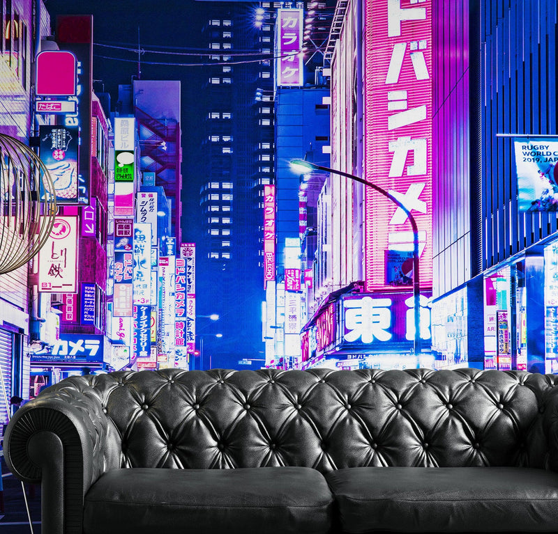 Tokyo Japan Retro 80's Synth Wave Pop Style CyberPunk Wall Mural.