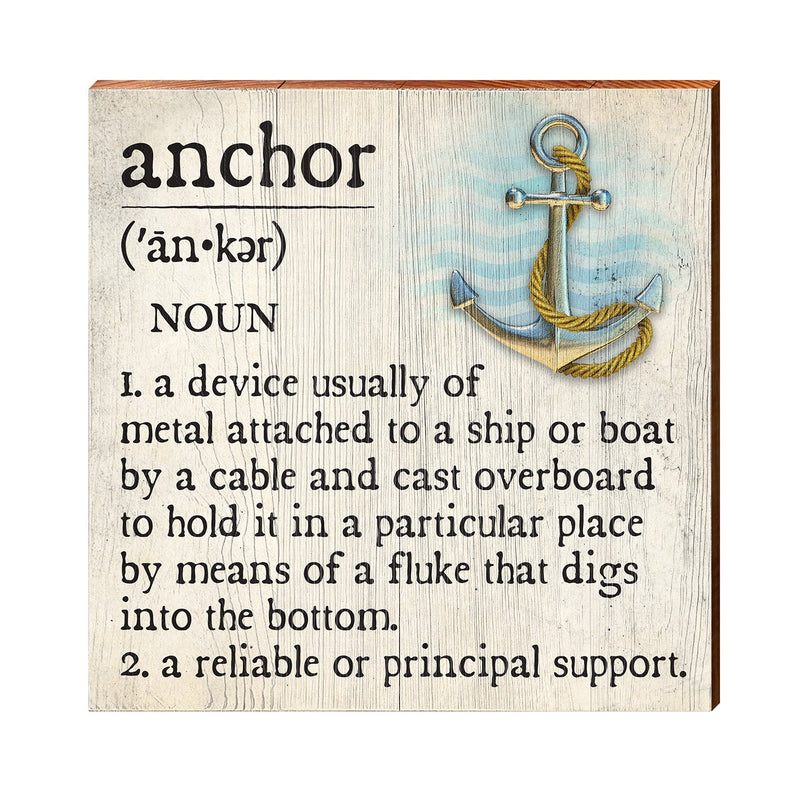Achor Definition Wooden Sign | Wall Art Print on Real Wood | Coastal Nautical Tropical Beach House Home Decor