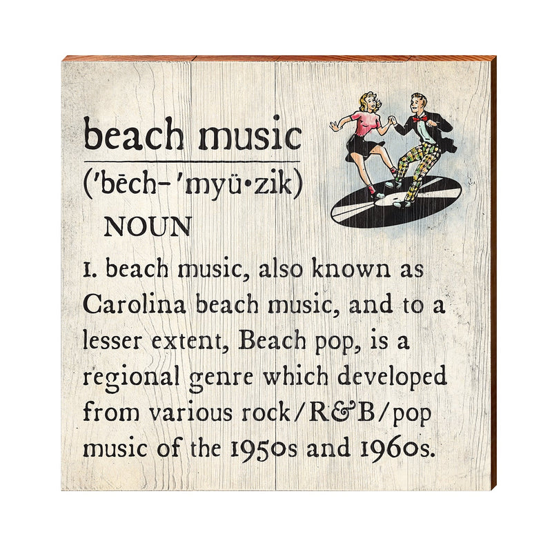 Beach Music Definition Wooden Sign | Wall Art Print on Real Wood | Coastal Nautical Tropical Beach House Home Decor