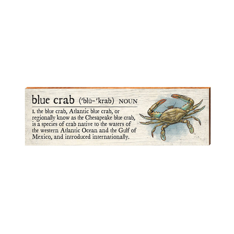 Blue Crab Definition Wooden Sign | Wall Art Print on Real Wood | Coastal Tropical Nautical Beach House Home Decor