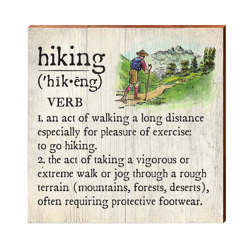 Hiking Definition Wooden Sign | Wall Art Print on Real Wood | Lodge Cabin Mountain House Home Decor