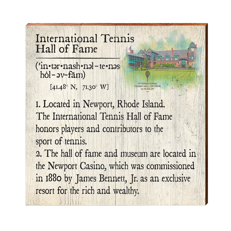 International Tennis Hall of Fame Definition Wooden Sign | Wall Art Print on Real Wood