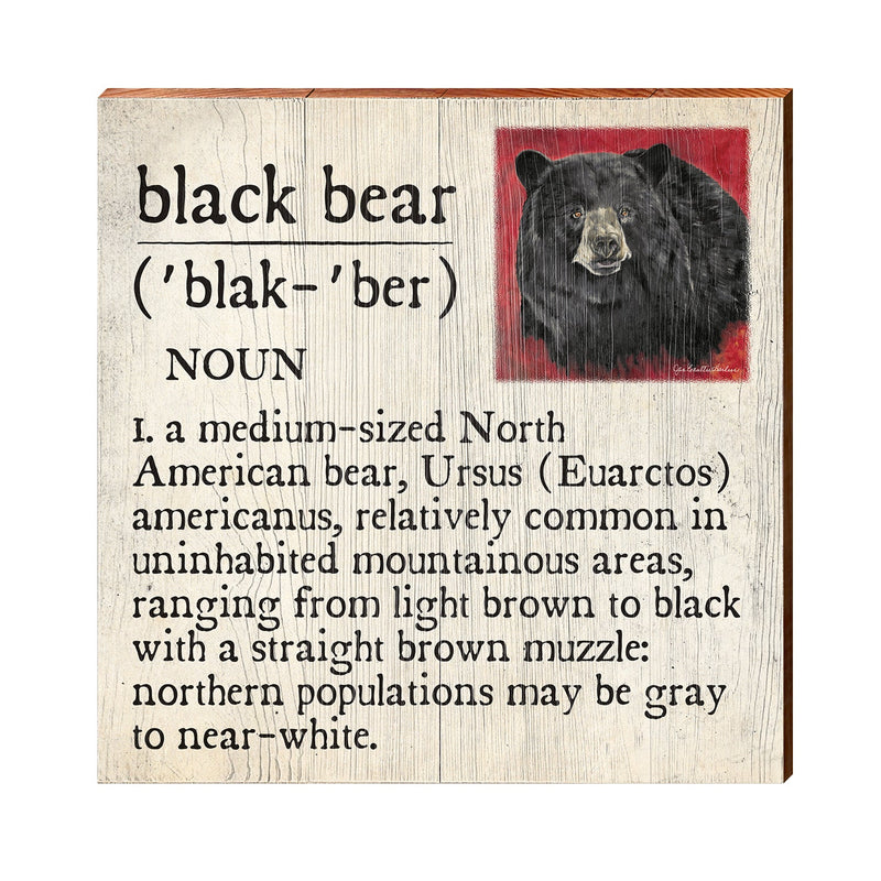 Black Bear Definition Wooden Sign | Wall Art Print on Real Wood | Mountain Cabin Lodge House Home Decor