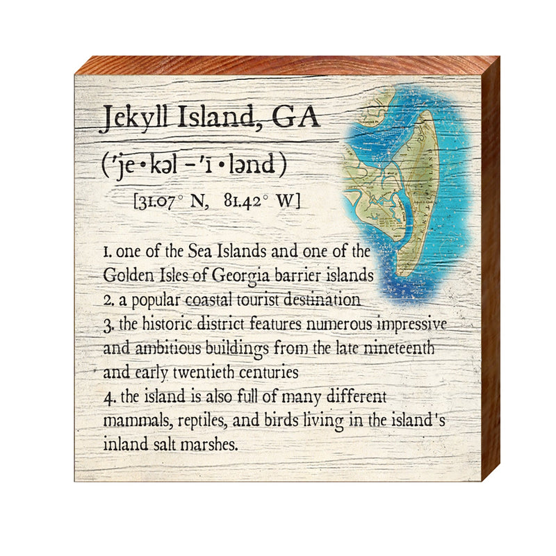 Jekyll Island, Georgia Definition Wooden Sign | Wall Art Print on Real Wood