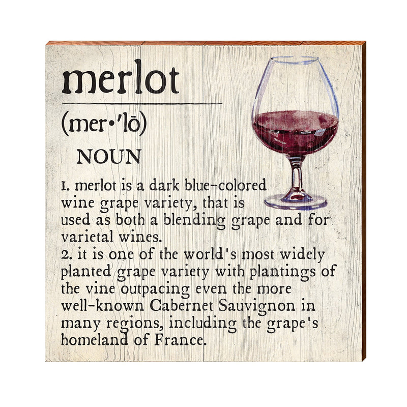 Merlot Definition Wooden Sign | Wall Art Print on Real Wood | Home Decor