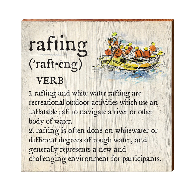 Rafting Definition Wooden Sign | Wall Art Print on Real Wood