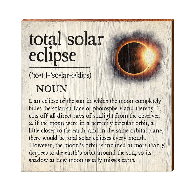 Total Solar Eclipse Definition Wooden Sign | Wall Art Print on Real Wood | Home Decor