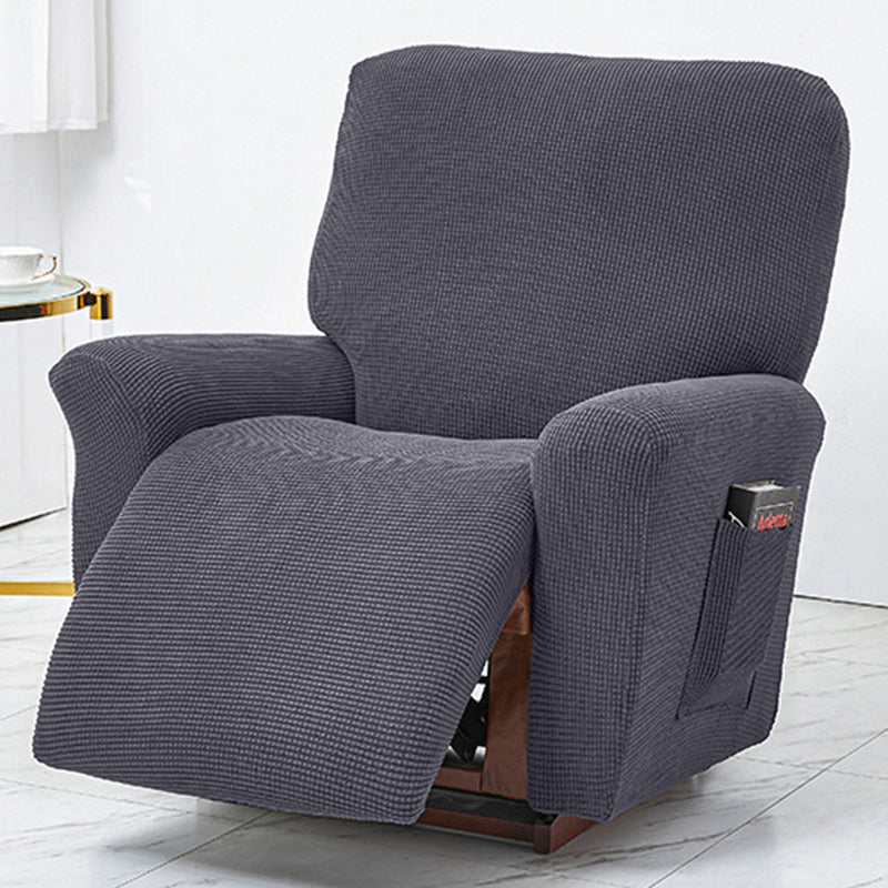 Polar Fleece Recliner Chair Cover, 4-Piece Soft Plush Slipcover with Pocket for Reclining Chairs