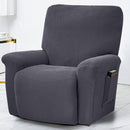Polar Fleece Recliner Chair Cover, 4-Piece Soft Plush Slipcover with Pocket for Reclining Chairs