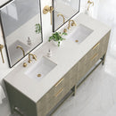 James Martin Emmeline 72" Double Bathroom Vanity, Pebble Oak