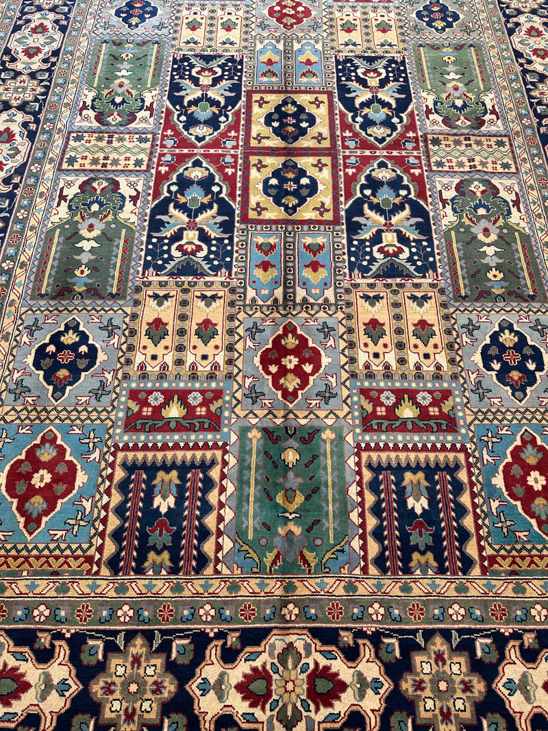 Hand-Knotted Afghani Bakhtiari Garden Rug | 6'9" x 9'10" Wool Area Rug