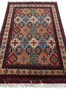 Hand-Knotted Afghani Kashi Wool Rug – 4’9″  x  6’10″