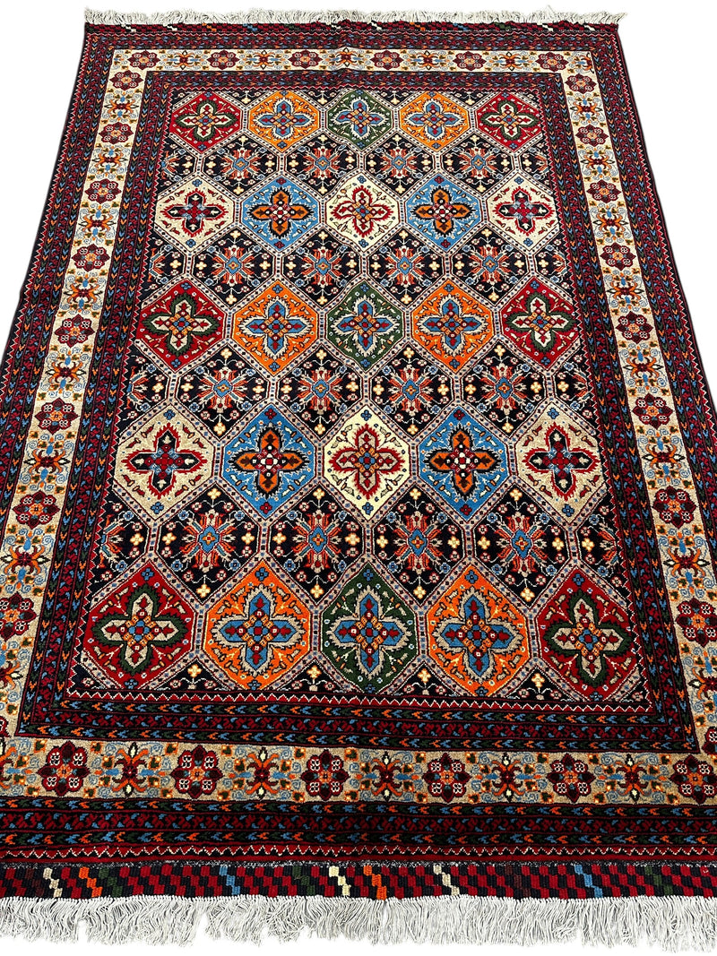 Hand-Knotted Afghani Kashi Wool Rug – 4’9″  x  6’10″