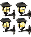 SmartYard 4 Pack Solar Wall Lantern Outdoor Wall Sconce 15 Lumens Solar Outdoor Christmas Led Light Fixture with Wall Mount Kit