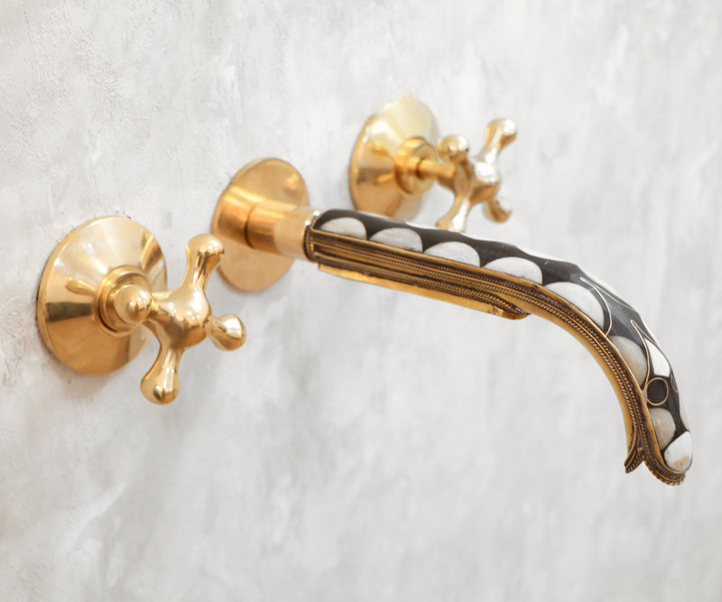 Handcrafted Wood & Brass Wall Mounted Faucet - BRASSMA