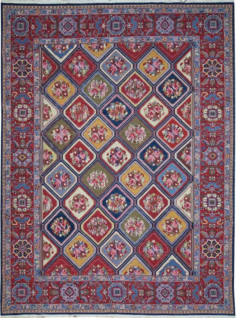 Handwoven Nourison Soumak SK43 Multicolor Area Rug – 8'5" x 11'7" – Professionally Cleaned