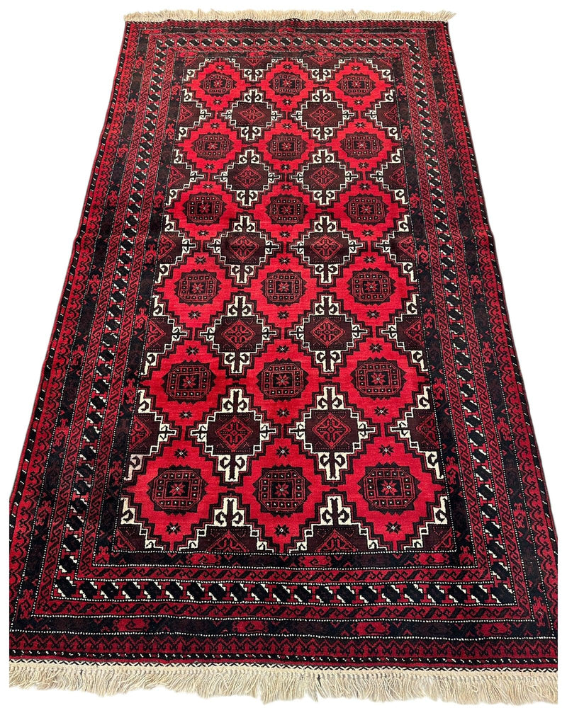 Hand-Knotted Afghani Baluch Wool Rug - 3’1” x 6’9”