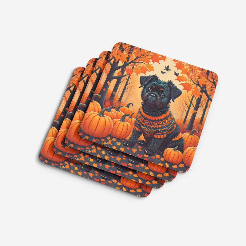 Affenpinscher Fall Foam Coaster Set of 4