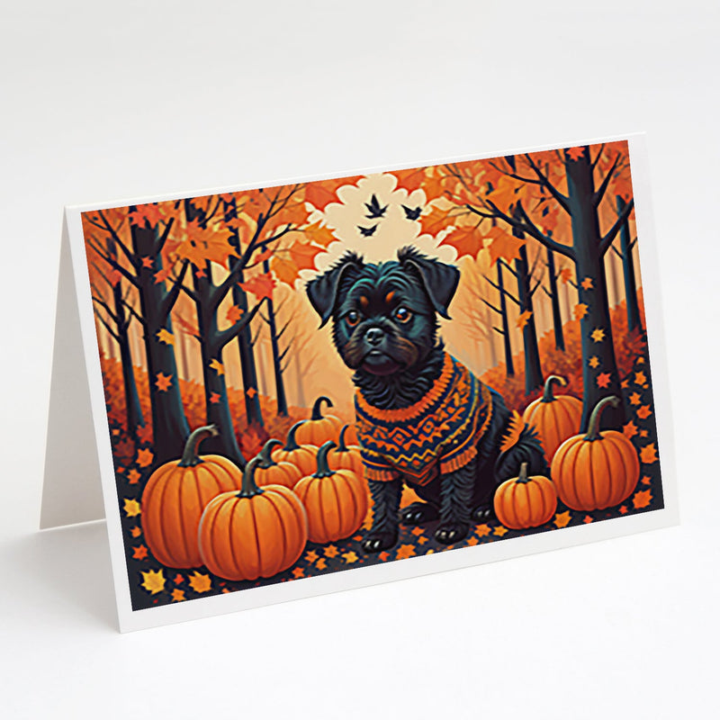 Affenpinscher Fall Greeting Cards and Envelopes Pack of 8