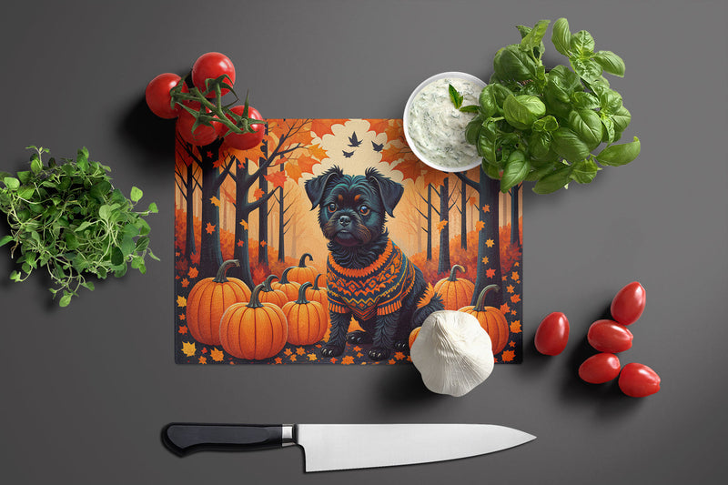 Affenpinscher Fall Glass Cutting Board Large