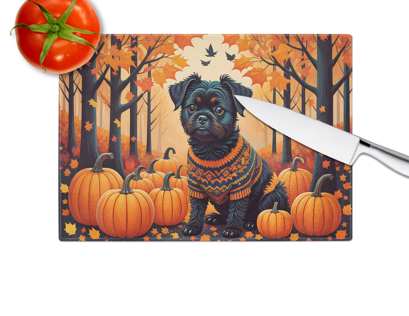 Affenpinscher Fall Glass Cutting Board Large