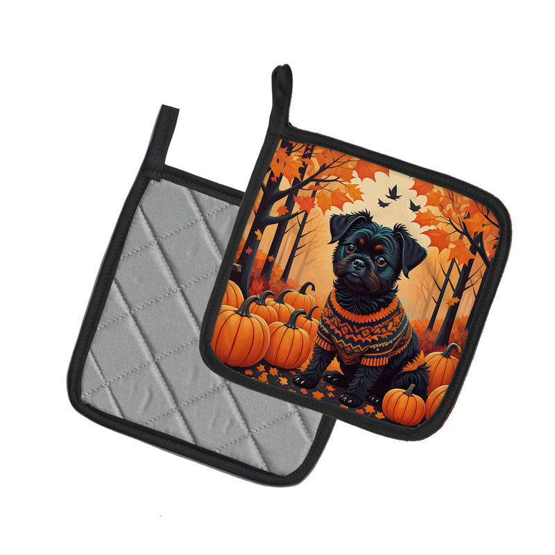 Affenpinscher Fall Pair of Pot Holders