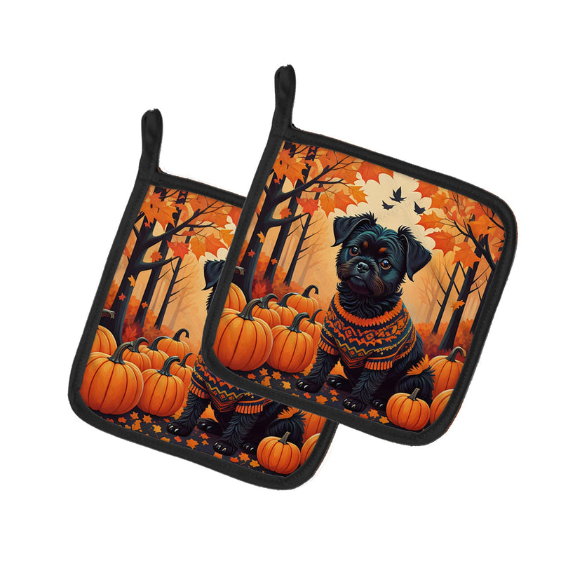 Affenpinscher Fall Pair of Pot Holders