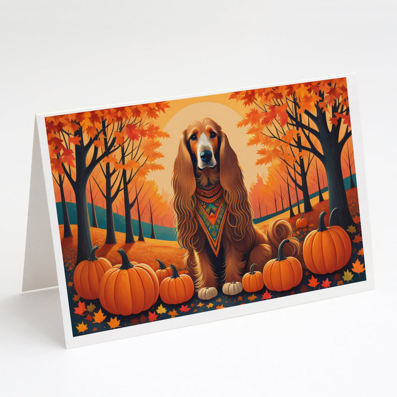 Afghan Hound Fall Greeting Cards and Envelopes Pack of 8