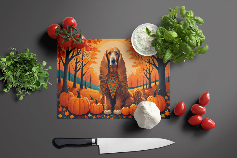 Afghan Hound Fall Glass Cutting Board Large