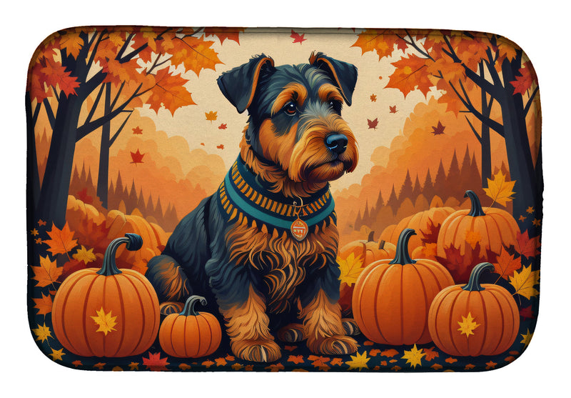 Airedale Terrier Fall Dish Drying Mat