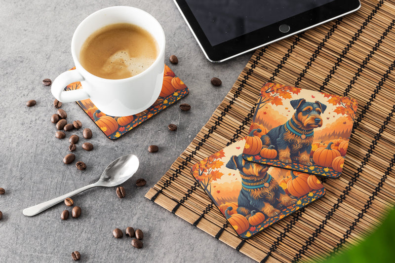 Airedale Terrier Fall Foam Coaster Set of 4