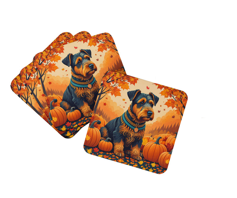 Airedale Terrier Fall Foam Coaster Set of 4