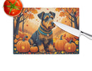 Airedale Terrier Fall Glass Cutting Boards – Durable, Decorative Kitchen Art Large