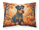 Airedale Terrier Fall Fabric Standard Pillowcase – Artistic Decorative Front, White Back