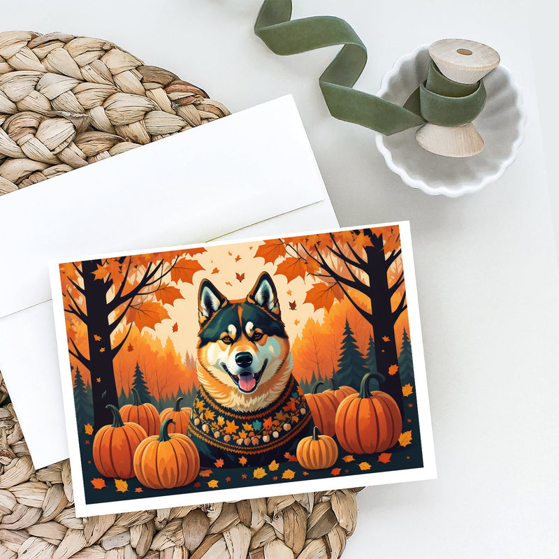 Akita Fall Greeting Cards and Envelopes Pack of 8