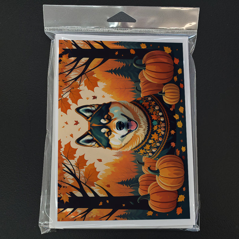 Akita Fall Greeting Cards and Envelopes Pack of 8